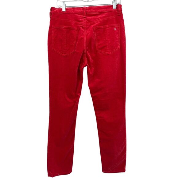 Sandro Paris Red Low Rise Corduroy Skinny Pants Zip Leg sz 4 - Picture 2 of 7